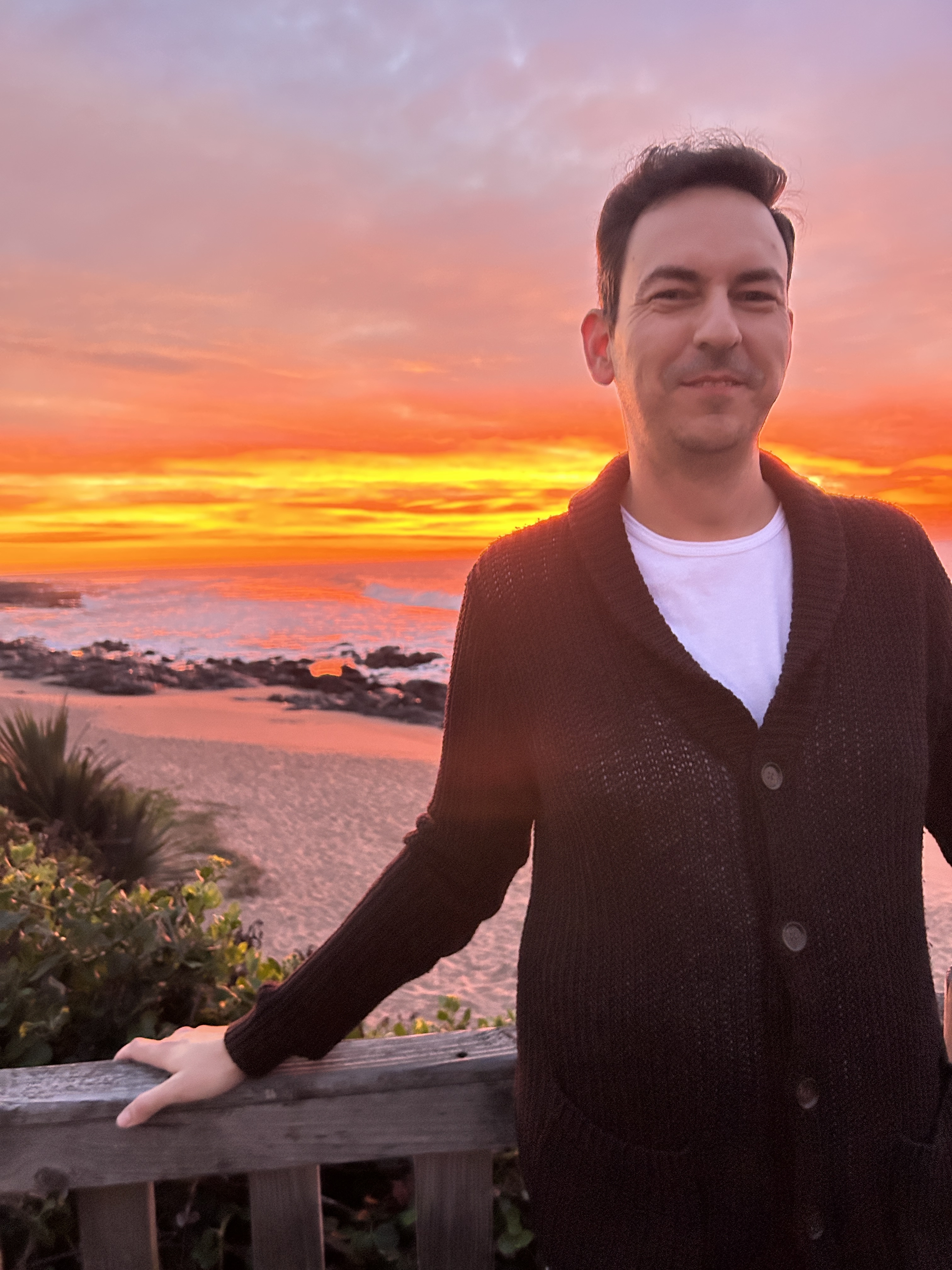 Justin at sunset on the coast